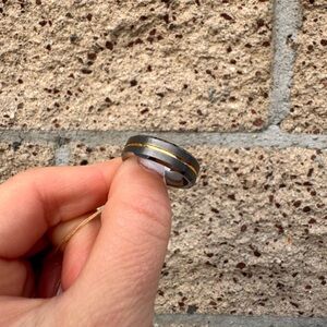 Men's Black and Gold Tungsten Ring size 10.5